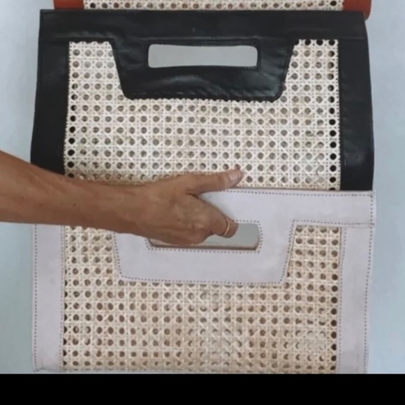 Handbags - Wicker Leather Trim Bag CREAM TRIM
